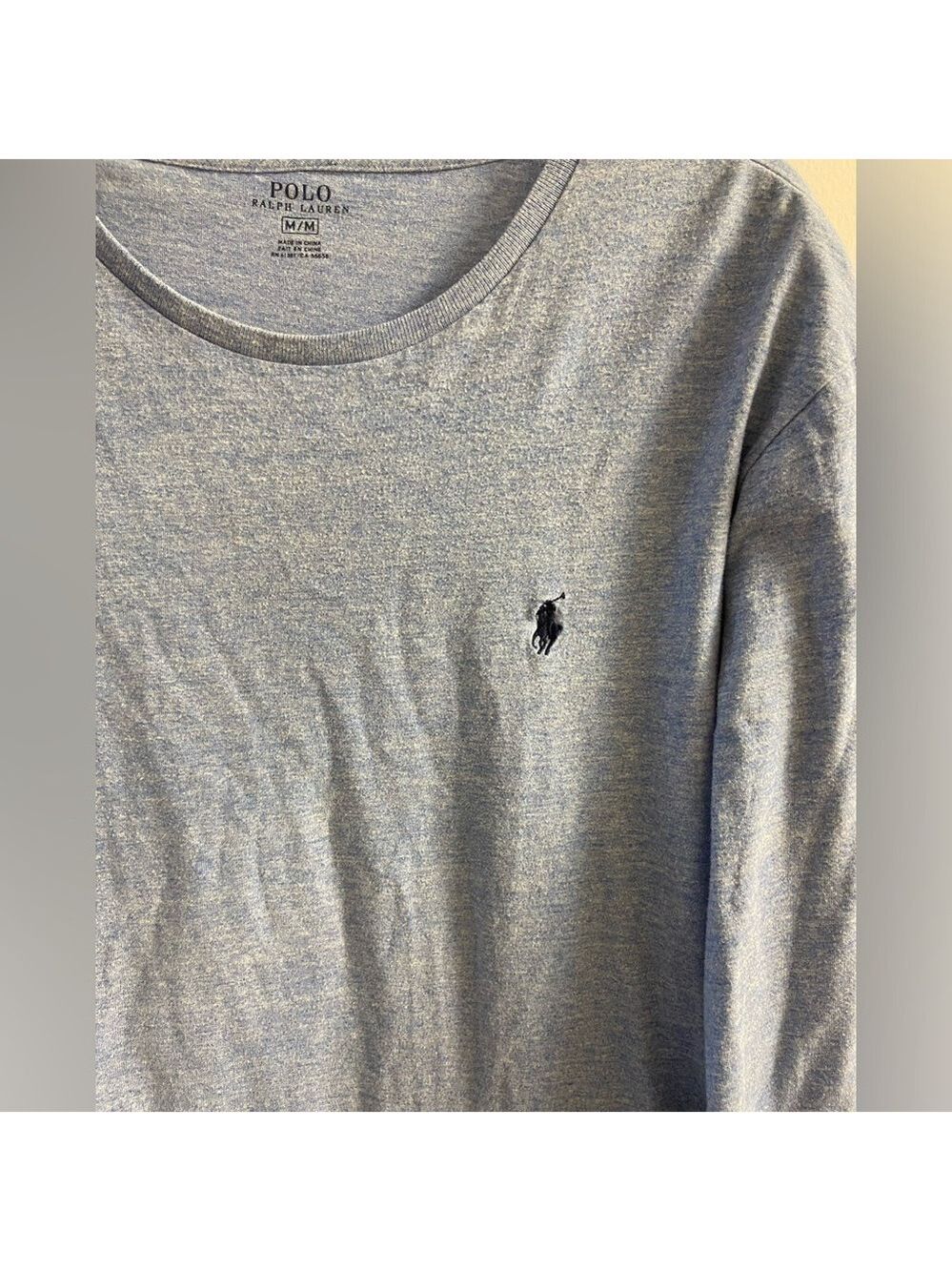 Polo Ralph Lauren crewneck top men heather blue Medium - Picture 2 of 6